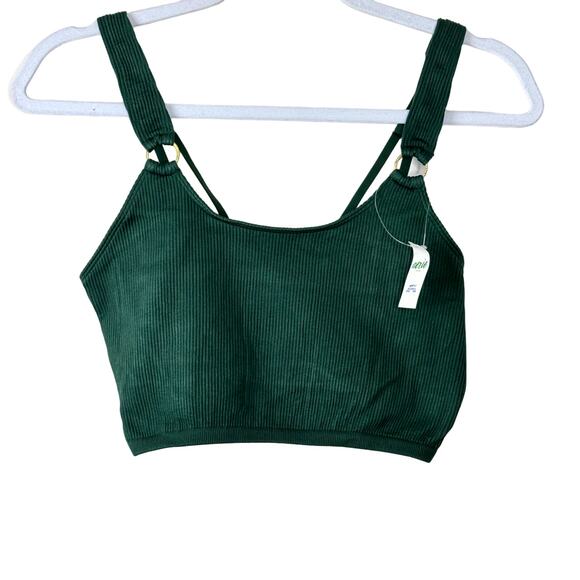 Aerie Seamless Ring Longline Bralette Sycamore Green NWT Size Large - Picture 2 of 8
